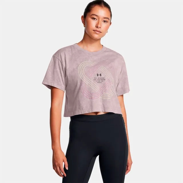 Women's  Under Armour  Run Anywhere Short Sleeve Tetra Gray / Retro Green / Black XS