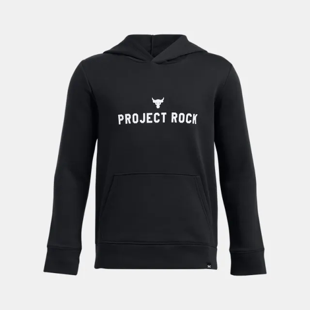 Under Armour Boys' Project Rock Rival Hoodie Black / White YXL (63 - 67 in)
