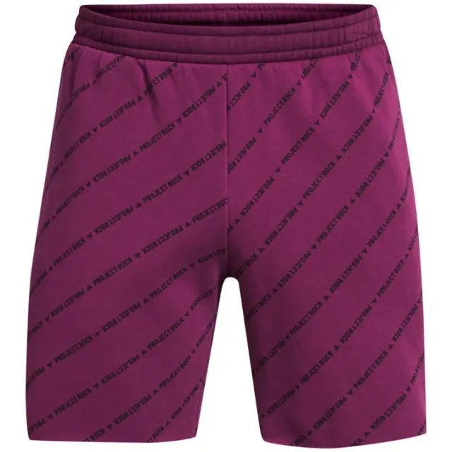 Under Armour Men's Project Rock Icon Fleece Printed Badge Of Honor Shorts Purple Gemini / Black S