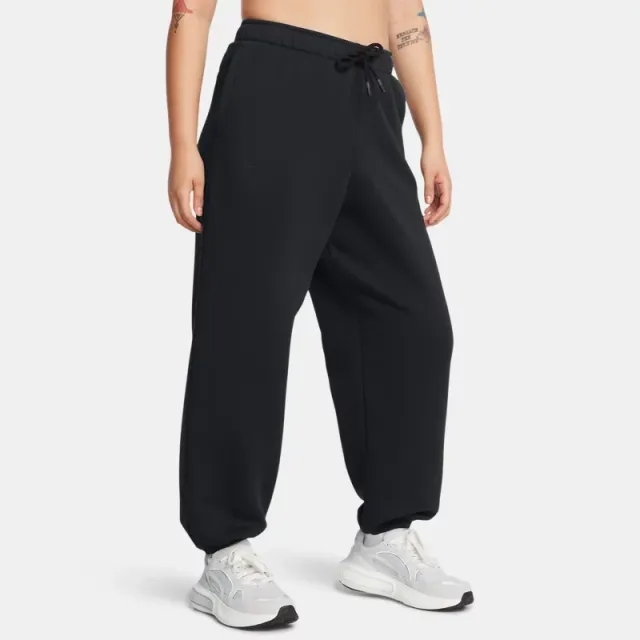 Women's  Under Armour  Icon Fleece Oversized Wordmark Pants Black / Black XS