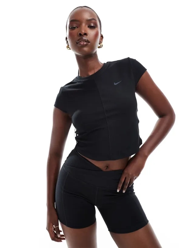Nike Training One Wrapped Ribbed T-Shirt In Black