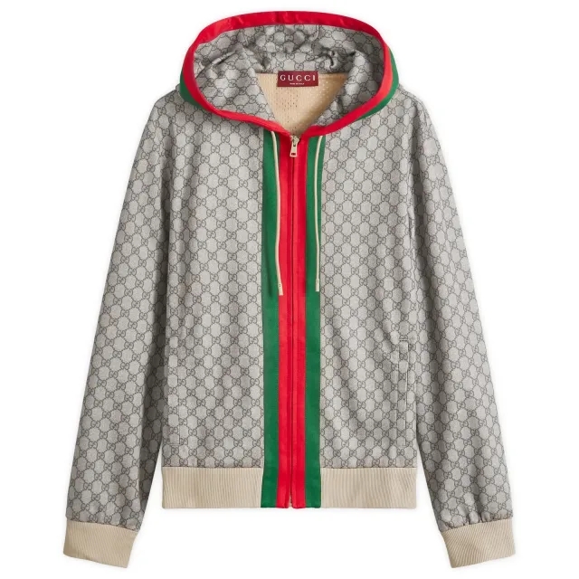 Gucci Men's GG Monogram GRG Zip Hoodie Beige