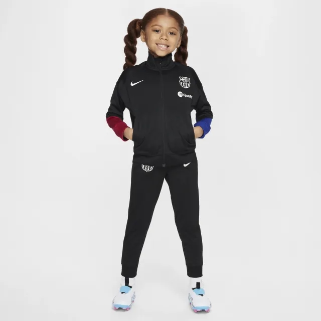 F.C. Barcelona Strike Younger Kids' Nike Dri-FIT Football Knit Tracksuit - Black