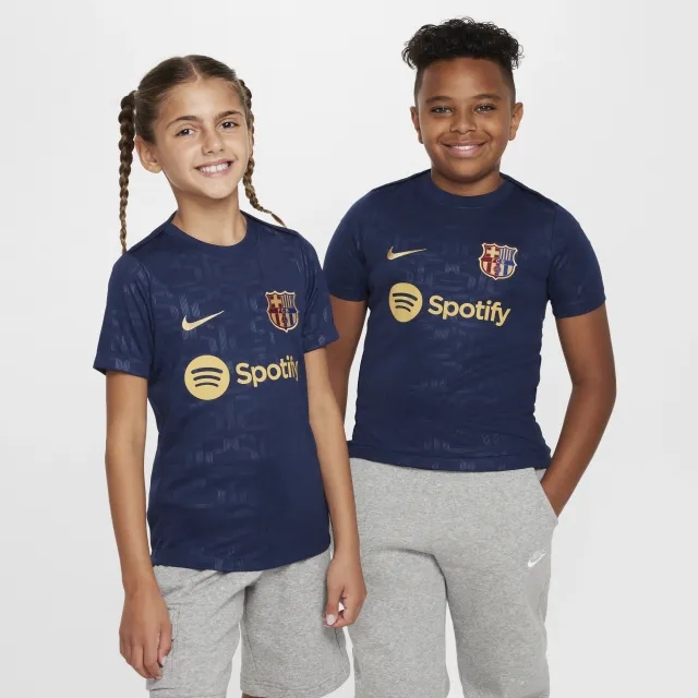 Nike FC Barcelona 24 25 Kids Dri FIT Academy Pro Pre Match SS Home Top