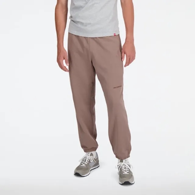 New Balance Men's Athletics Linear Pant in Brown Cotton