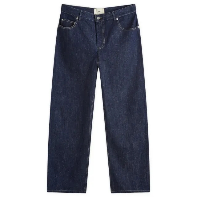 Folk Men's Barrel Leg Trousers Dark Indigo