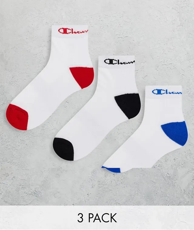 Champion 3 Pack Logo Socks In White Multi