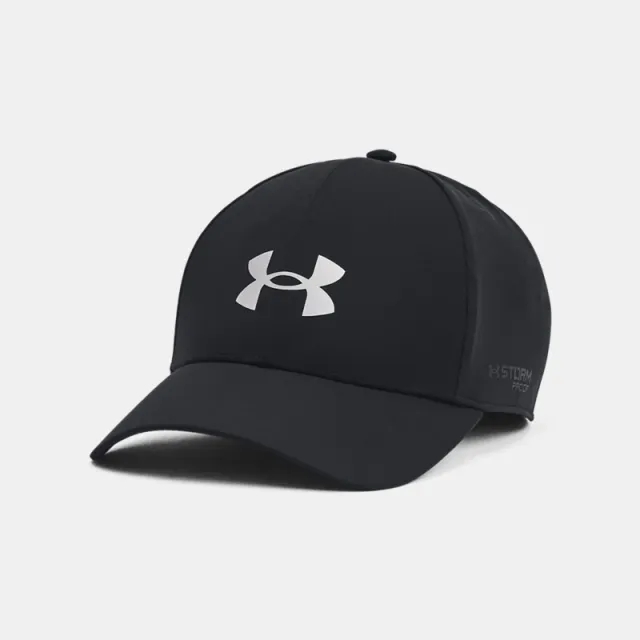 Men's  Under Armour  Driver Rain Stretch Fit Cap Black / Metallic Silver XL/XXL