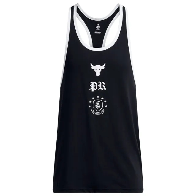 Under Armour Men's Project Rock Badge Of Honor Racer Tank Black / White XXL