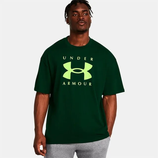 Men's  Under Armour  Heavyweight Oversized Branded Short Sleeve Forest Green / Morph Green XXL