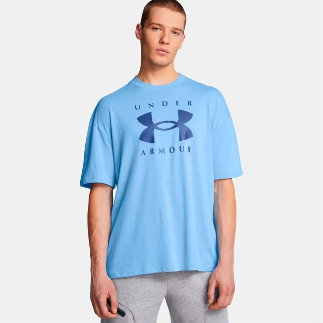 Men's  Under Armour  Heavyweight Oversized Branded Short Sleeve Horizon Blue / Tech Blue XXL