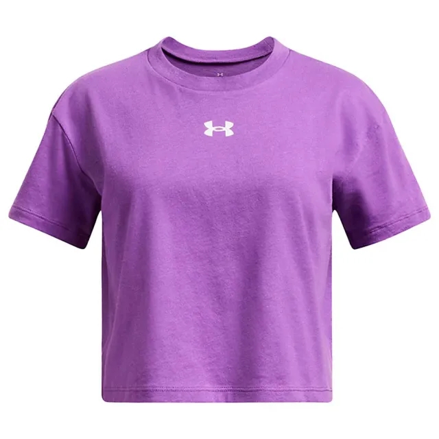 Girls'  Under Armour  Crop Logo Short Sleeve Lavish / White YLG (59 - 63 in)