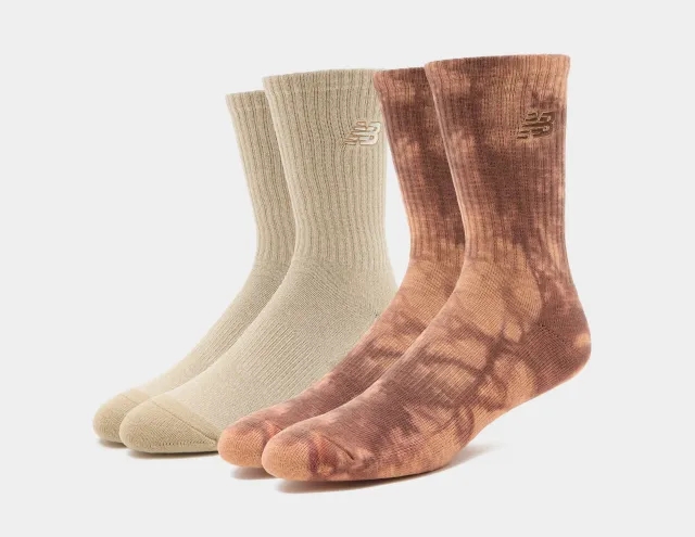 New Balance Tie Dye Midcalf Socks 2 Pack, Brown