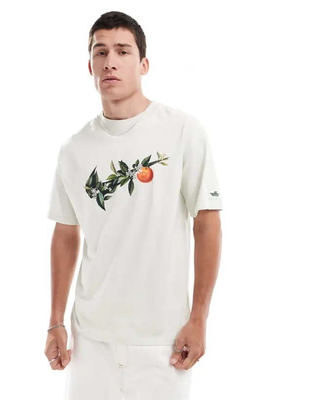Nike Unisex Swoosh Vines Graphic T-Shirt In White