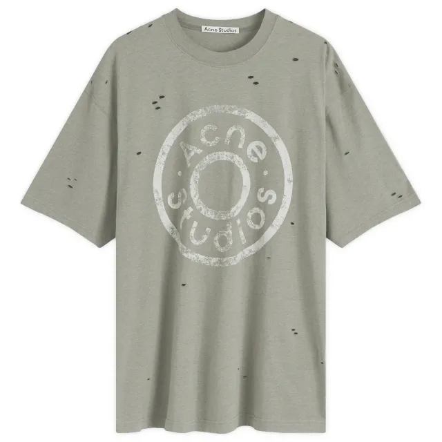 Acne Studios Exford Button Logo T-Shirt - Moss Green