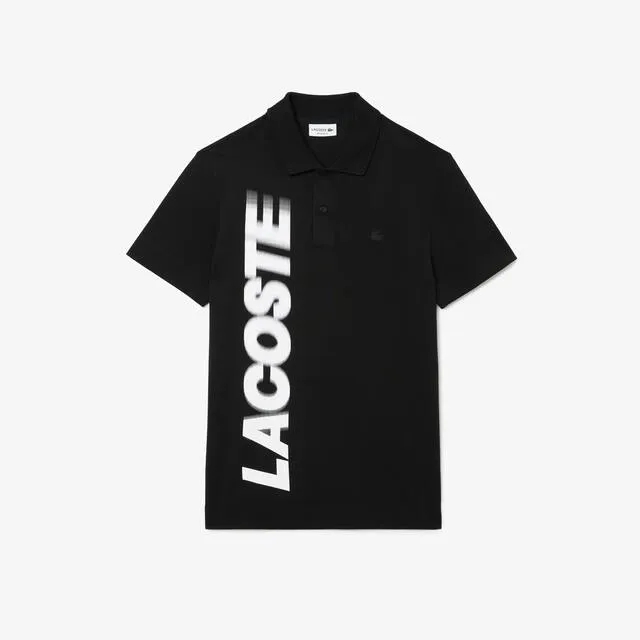 Regular Fit Lacoste Movement Printed Polo Shirt - Black