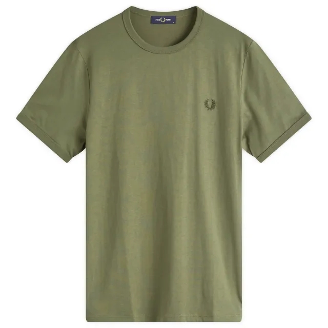 Fred Perry Men's Ringer T-Shirt Laurel Wreath Green