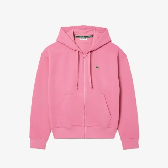 Lacoste Zip-Up Piqué Hoodie - Reseda Pink