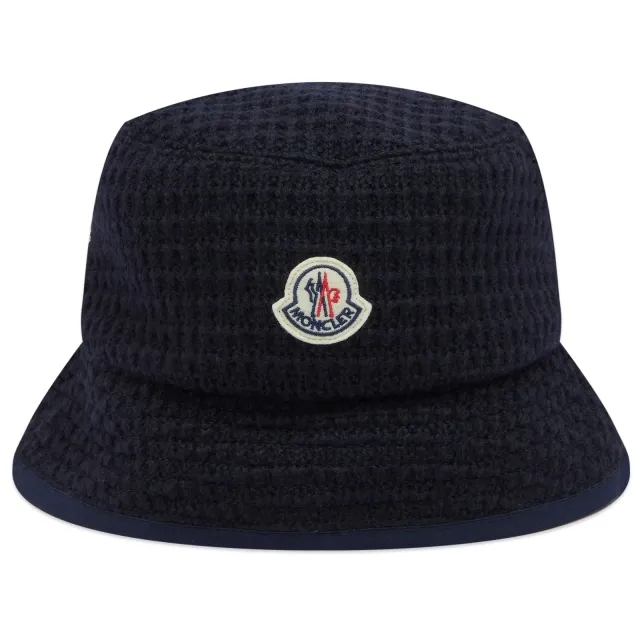 Moncler Men's Waffle Knit Bucket Hat Navy