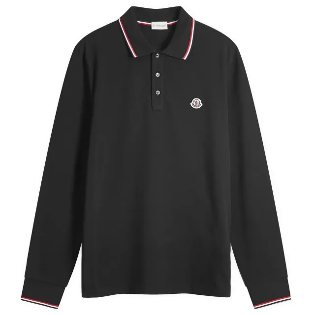 Moncler Men's Long Sleeve Polo T-Shirt Black