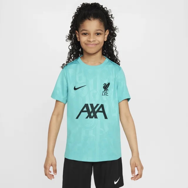 Nike Liverpool Training T-Shirt Dri-Fit Academy Pro Pre Match - Washed Teal/Night Forest Kids - ['Turquoise']