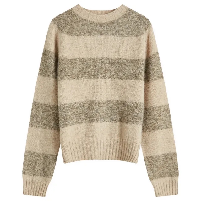 YMC Women's Exclusive Jets Crew Stripe Oatmilk/Mushroom