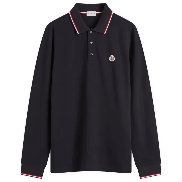 Moncler Men's Long Sleeve Polo T-Shirt Navy