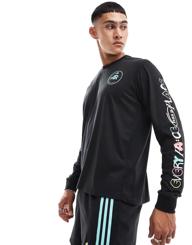 Adidas Running Own The Run Long Sleeve Top With Graphic In Black