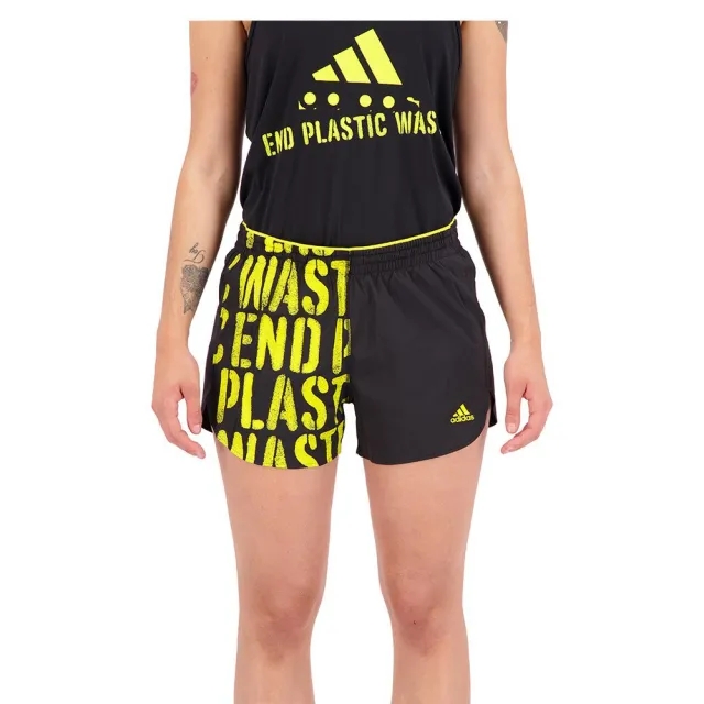 adidas Run Fast Running Shorts with Inner Briefs Womens - Black