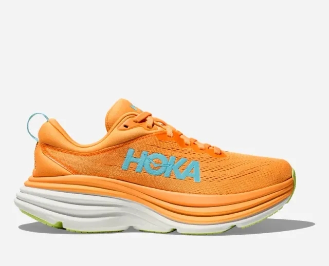 Hoka One One HOKA Women's Bondi 8 Road Running Shoes in Solar Flare/Lettuce