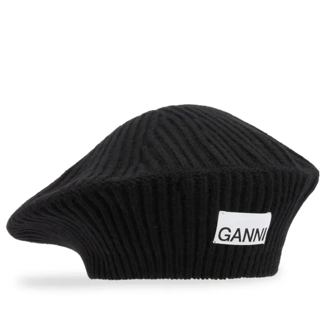 GANNI Women's Structured Rib Beret Black