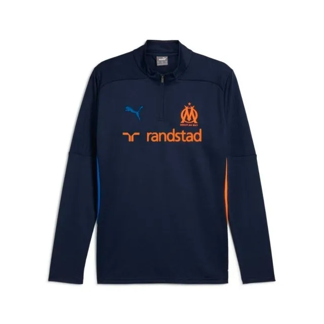 Puma Marseille Training Shirt 1/4 Zip - Club Navy/Fluo Orange - ['Blue']