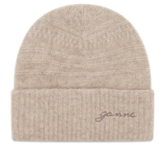 GANNI Women's Soft Wool Beanie Almond Milk