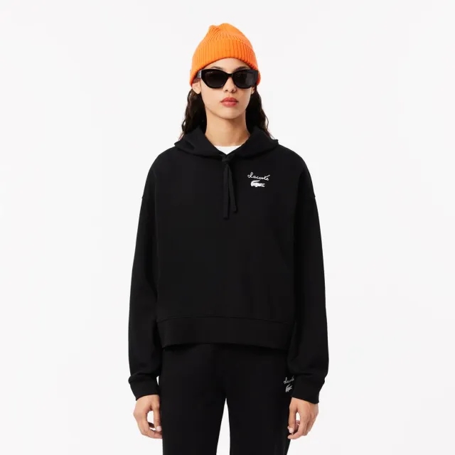 Lacoste Fleece Logo Hoodie - Black