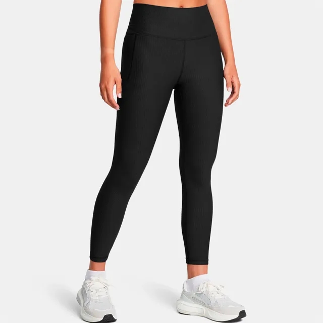 Women's  Under Armour  Meridian Rib Ankle Leggings Black / Black XS