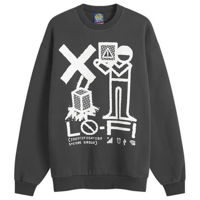 Lo-Fi Men's Identification Crew Sweatshirt Washed Black