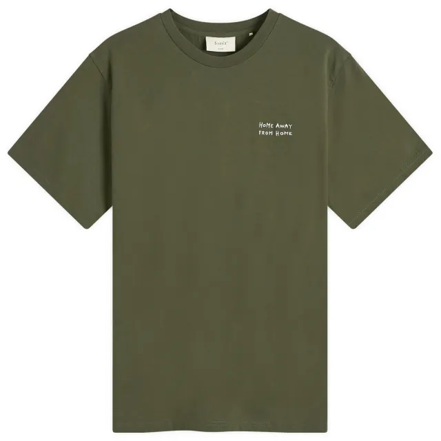 Foret Men's Abode Embroidered T-Shirt Dark Moss/Cloud
