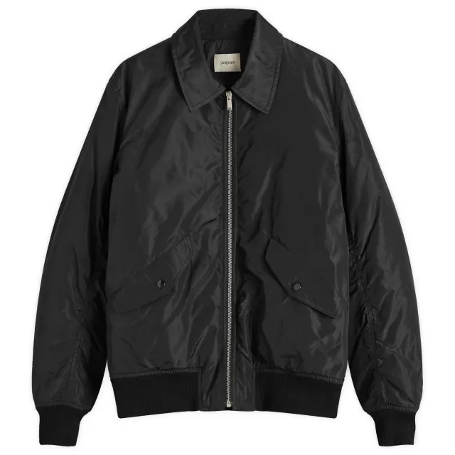 Saint Laurent Men's Nylon Taffeta Bomber Jacket Black