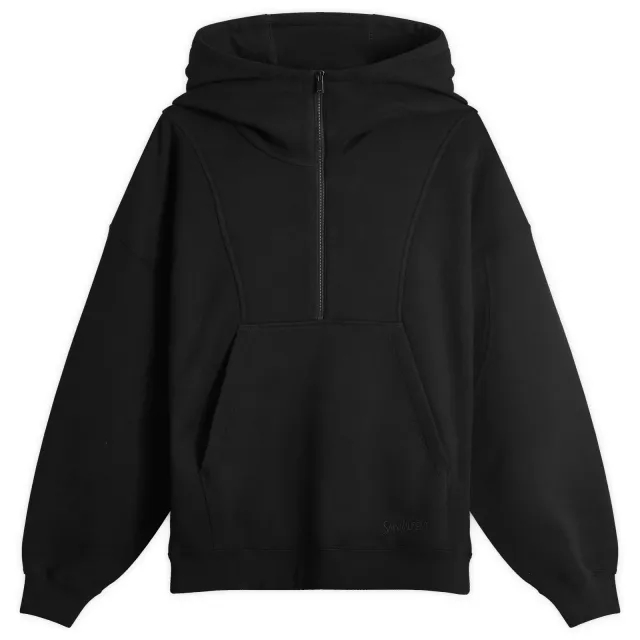 Saint Laurent Men's Half Zip Logo Hoodie Black
