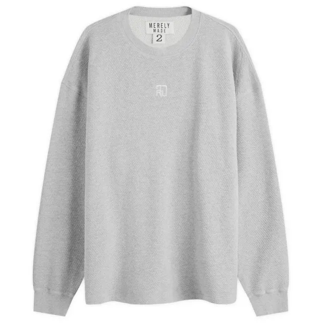 Merely Made Men's Initial Embroidery Long Sleeve T-Shirt Misty Grey