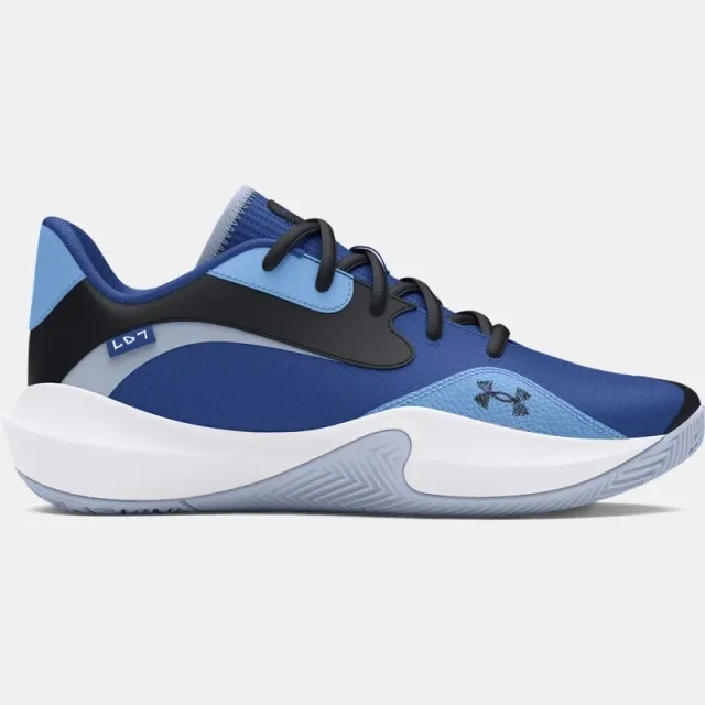 Unisex  Under Armour  Lockdown 7 Low Basketball Shoes Tech Blue / Nimbus Blue / Black 8