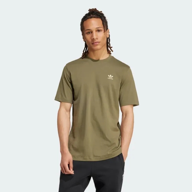 Adidas Originals Essential T-Shirt In Olive Strata-Green