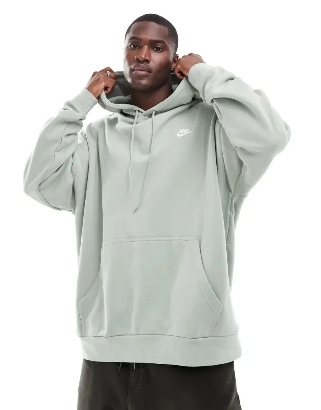 Nike Club French Terry Oversized Hoodie In Olive-Green