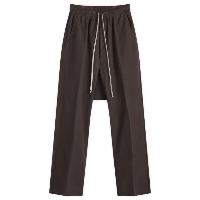 Rick Owens Men's Drawstring Long Heavy Cotton Trousers Dark Dust