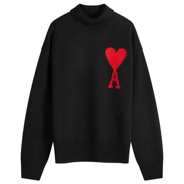 AMI Paris Women's ADC Funnel Jumper Blackred
