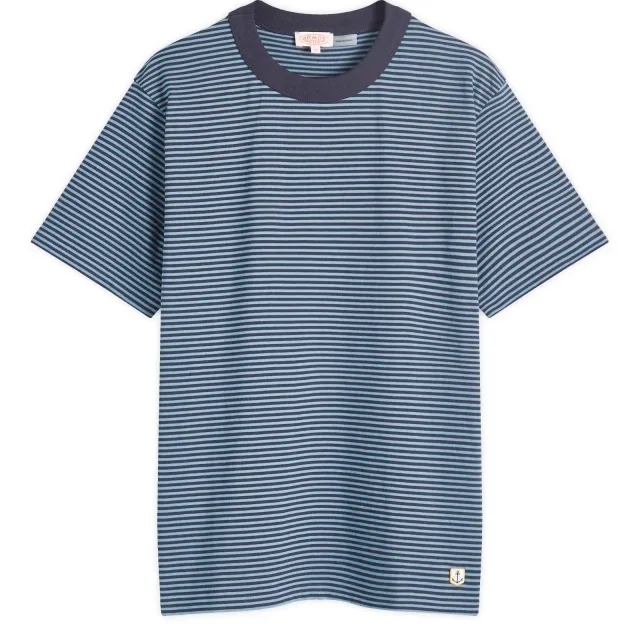 Armor-Lux Men's 59644 Fine Stripe T-Shirt Rich Navy/Winter Blue