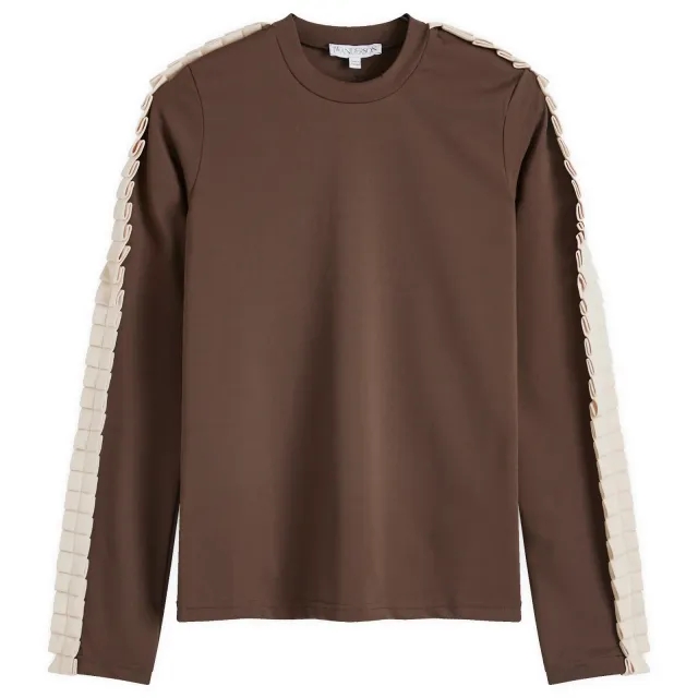 JW Anderson Women's Pleated Trim Long Sleeve Top Brown