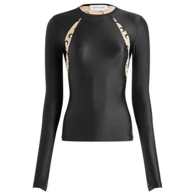 Marine Serre Women's Draped Jersey Tied Back Top Black