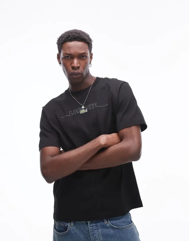 Lacoste French Made Embroidered T-shirt - Black