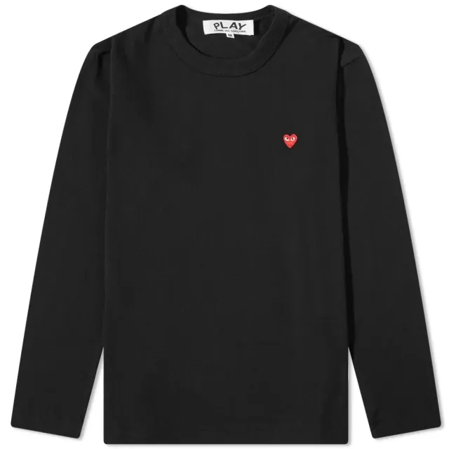 Comme des Garçons Play Comme des Garcons Play Long Sleeve Small Red Heart T-Shirt Black